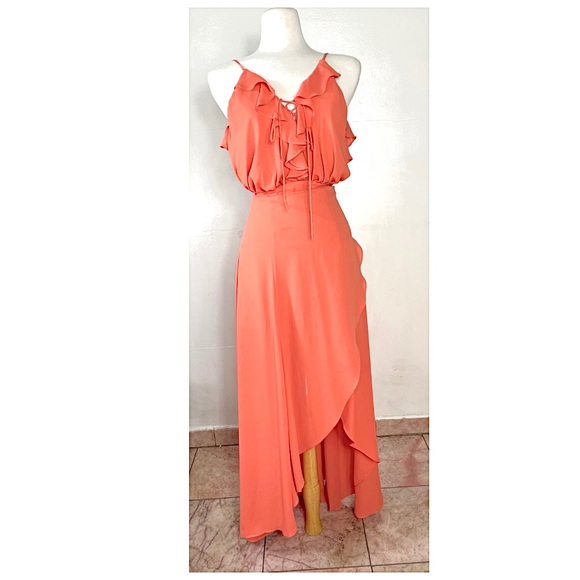 Fame and Partners Orange Chiffon Dress 4 - Picture 3 of 11